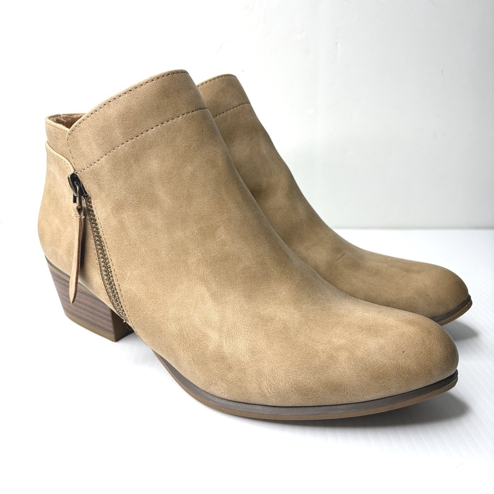 Unionbay‎ Toledo Ankle Booties Tan Faux Suede Block Heel Boho Casual Size 9M